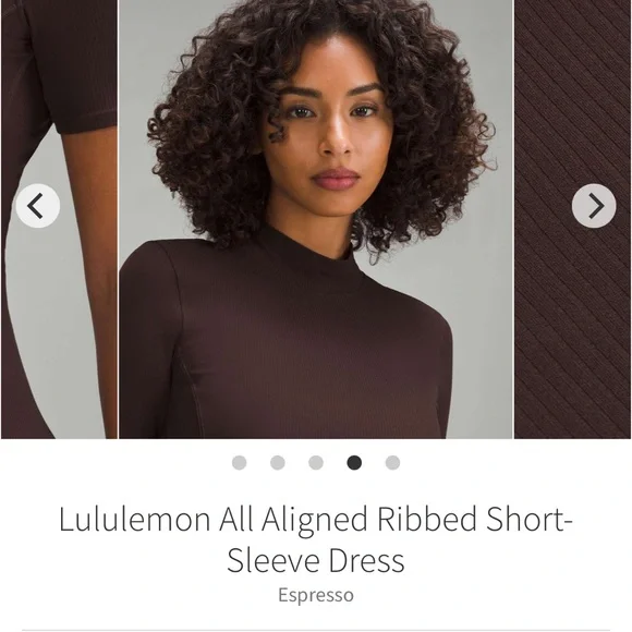Lululemon All Aligned Ribbed Short-Sleeve Dress Espresso Sz 6 - Picture 4 of 9